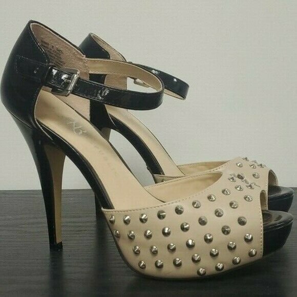 Rock & Republic Shoes - Rock & Republic black and tan stiletto platform studded heels. Size 9